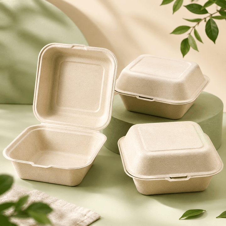 Bagasse clamshell boxes